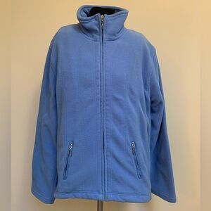 Jane Ashley Full Zip Fleece-Periwinkle Blue-Zip Close Pockets-Lined-Mock Neck-L